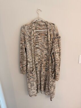 Knox Rose Open-Front Cardigan in Beige Multi-Tone